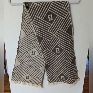 Fendi brown and cream vintage wool scarf